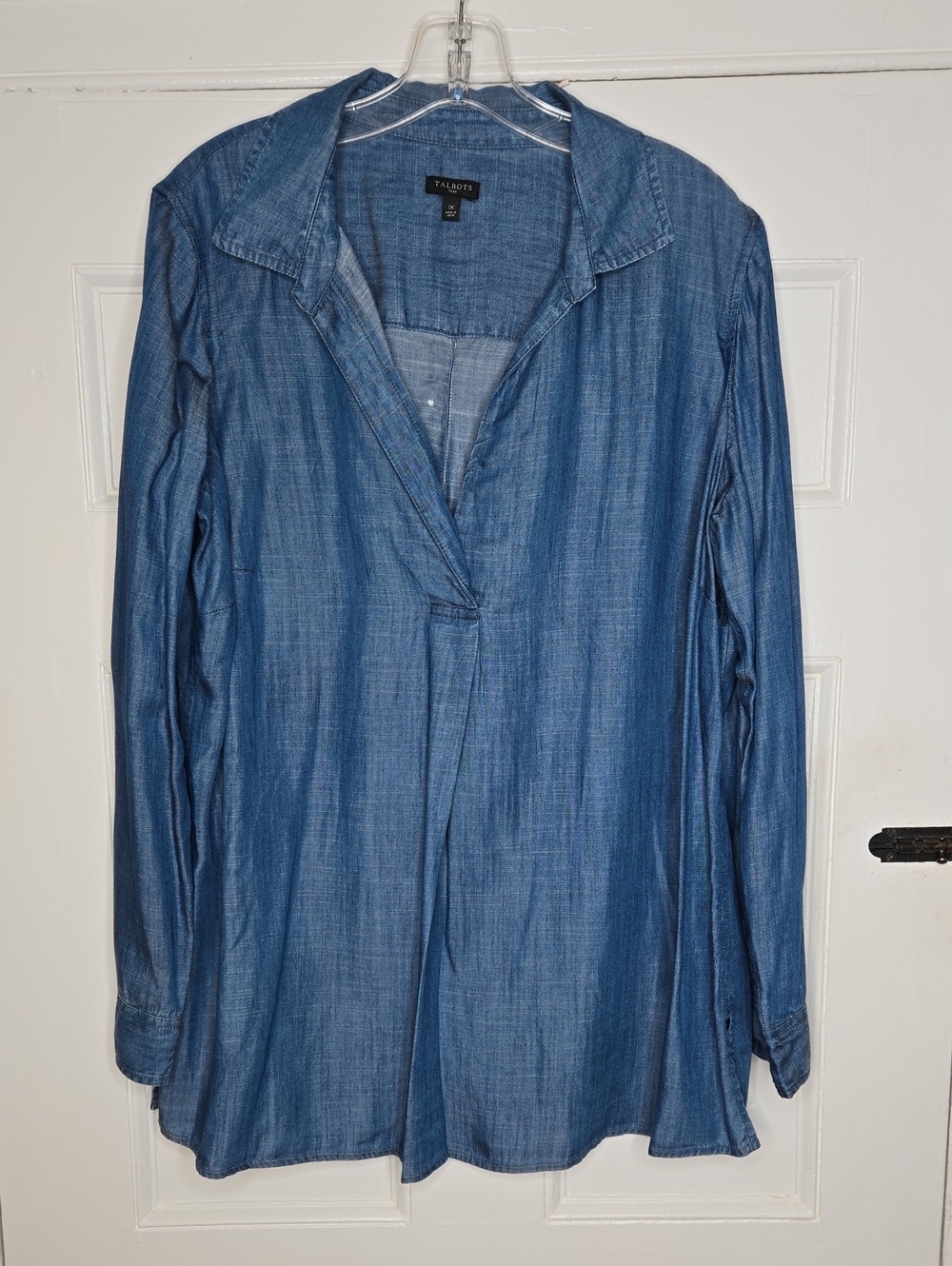 Talbots Denim-Style Long Sleeve Tunic in Blue, Size 1X